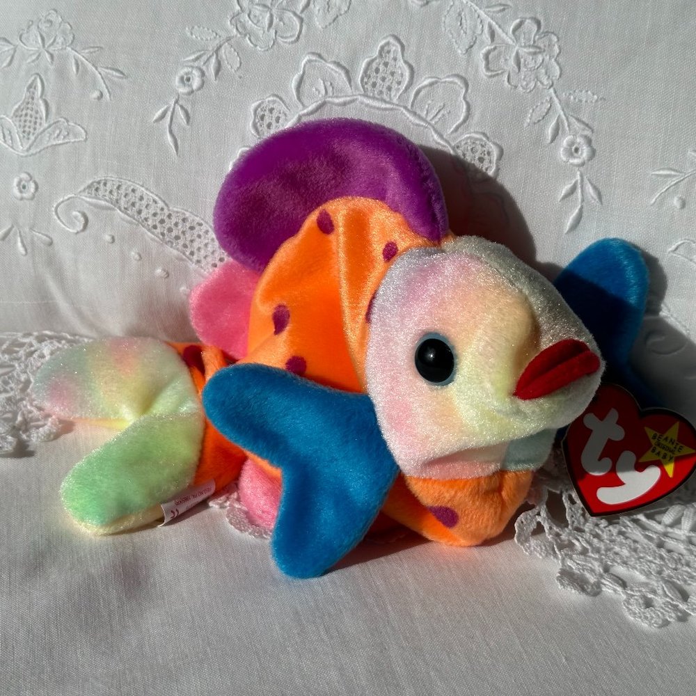 TY Beanie Baby Collection Lips the Colorful Fish 1999 NWT - Picture 3 of 11